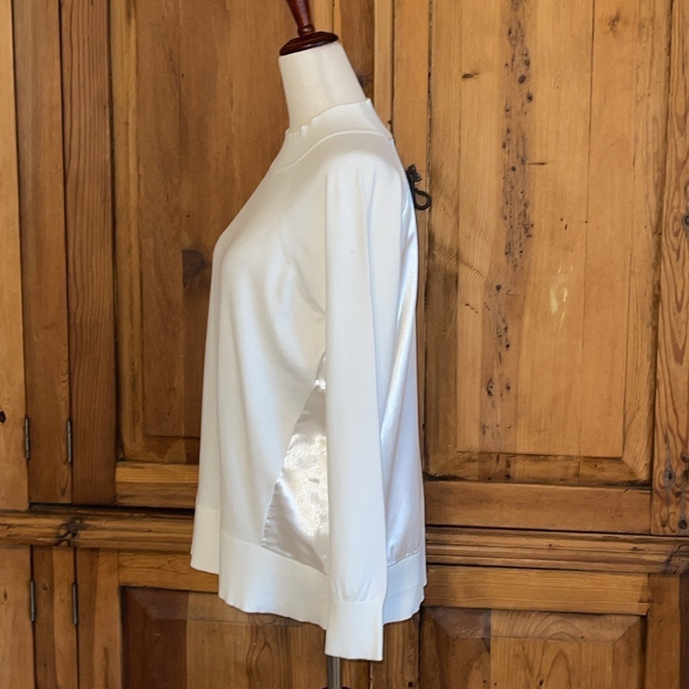 Vila Milano White Wool Blend Multi Fabric Mock-neck Sweater Sz. MD. - Picture 3 of 12
